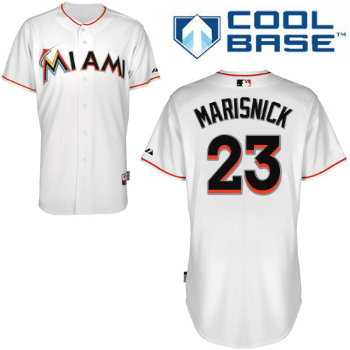Jake Marisnick #23 MLB Jersey-Miami Marlins Men's Authentic Home White Cool Base Baseball Jersey
